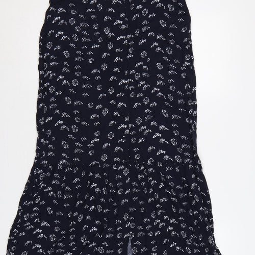Mint Velvet Women’s Blue Floral Button Front Flared Long Skirt UK 12