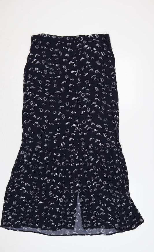Mint Velvet Women’s Blue Floral Button Front Flared Long Skirt UK 12