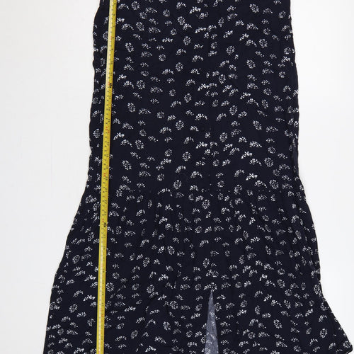 Mint Velvet Women’s Blue Floral Button Front Flared Long Skirt UK 12