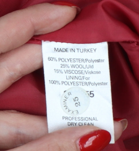 Next Women Red Houndstooth Tweed Pencil Skirt Size 8