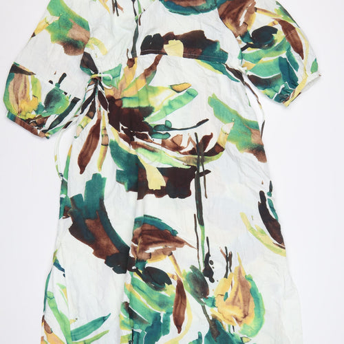 Next Women Multicoloured UK 14 Floral Wrap Midi Kimono Sleeve Dress
