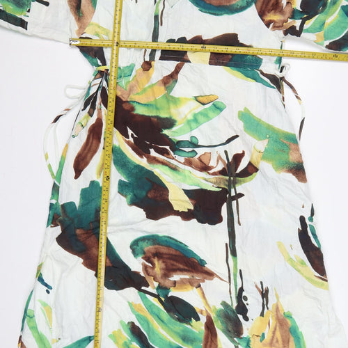 Next Women Multicoloured UK 14 Floral Wrap Midi Kimono Sleeve Dress