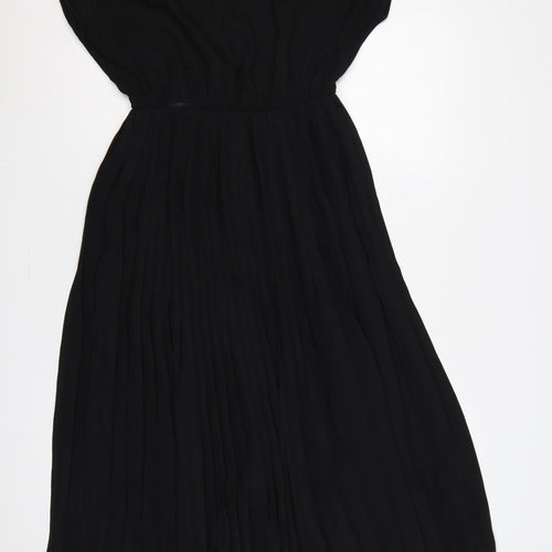 New Look Women Black UK 10 Fit & Flare Pleated Knee Dress