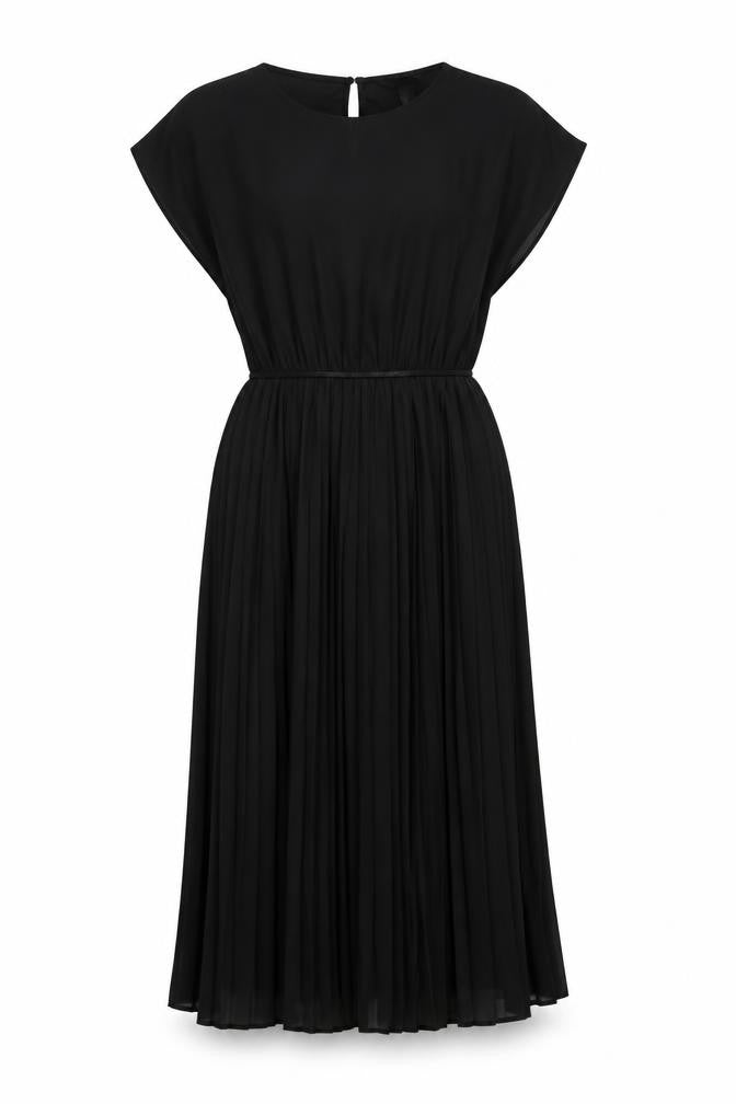 New Look Women Black UK 10 Fit & Flare Pleated Knee Dress