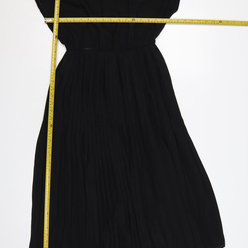 New Look Women Black UK 10 Fit & Flare Pleated Knee Dress