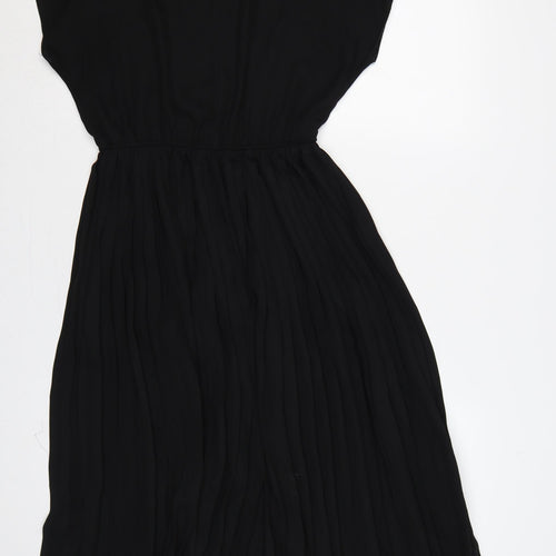 New Look Women Black UK 10 Fit & Flare Pleated Knee Dress