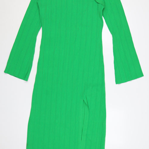 Pretty Lavish Women Green L Bodycon Long Knit Cut Out Midi Dress