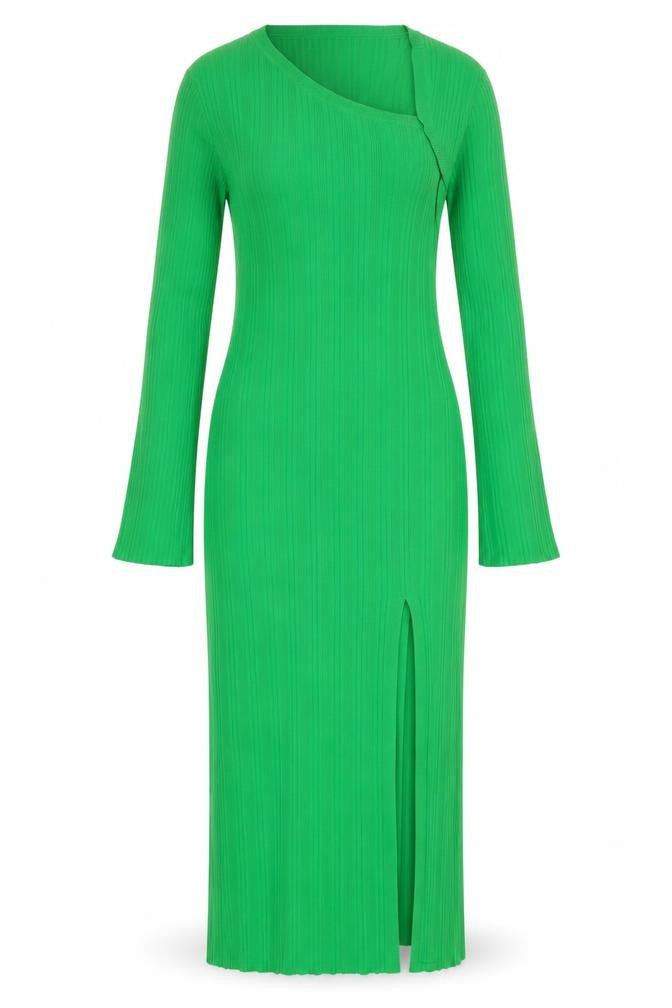 Pretty Lavish Women Green L Bodycon Long Knit Cut Out Midi Dress