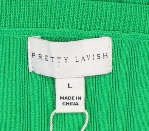 Pretty Lavish Women Green L Bodycon Long Knit Cut Out Midi Dress