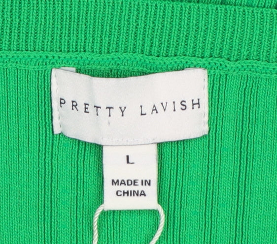 Pretty Lavish Women Green L Bodycon Long Knit Cut Out Midi Dress