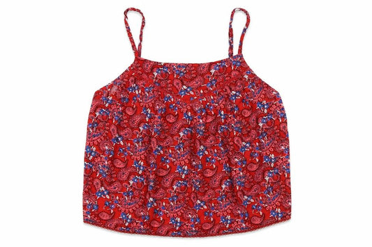 Front view of Superdry Women Red UK 16 Paisley Floral Viscose Camisole Tank Top