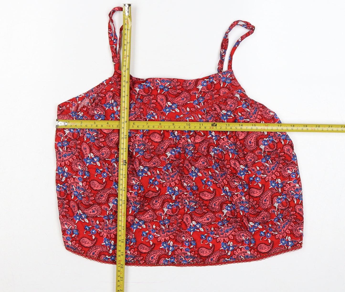 Superdry Women Red UK 16 Paisley Floral Viscose Camisole Tank Top