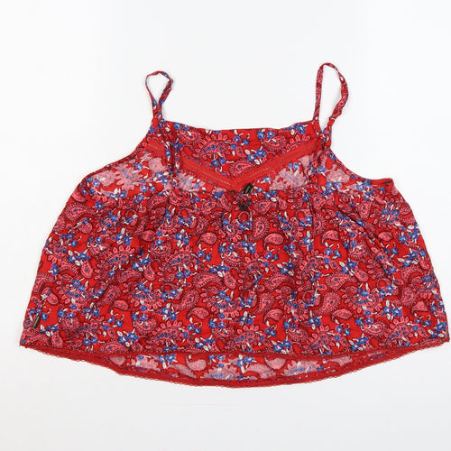 Superdry Women Red UK 16 Paisley Floral Viscose Camisole Tank Top