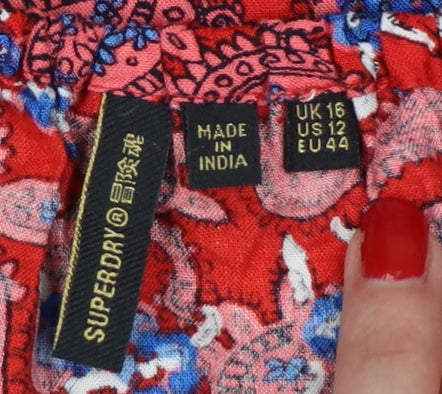 Superdry Women Red UK 16 Paisley Floral Viscose Camisole Tank Top