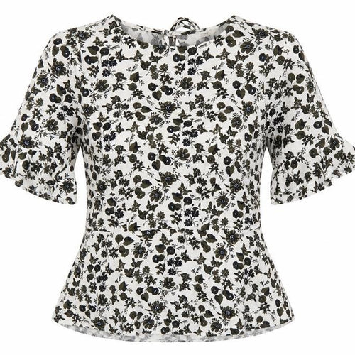 Next Women Multicoloured UK 8 Floral Viscose Flutter Sleeve Peplum Blouse