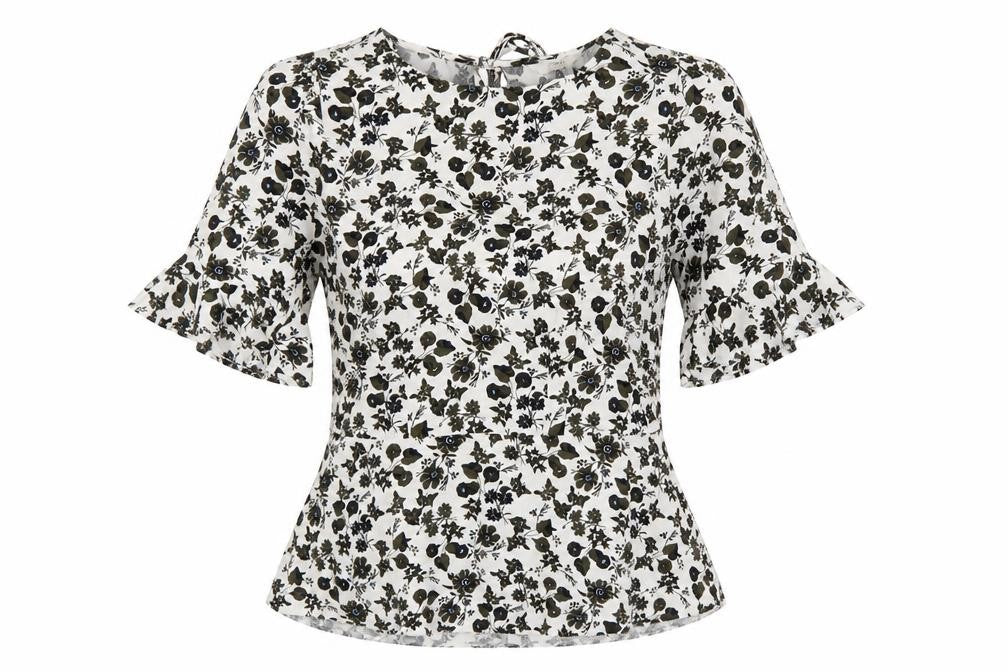 Next Women Multicoloured UK 8 Floral Viscose Flutter Sleeve Peplum Blouse
