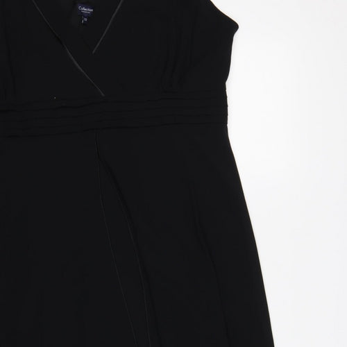 Collection Debenhams Women Black UK 22 Maxi A-Line V-Neck Chiffon Dress