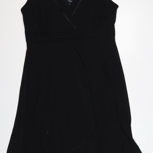 Collection Debenhams Women Black UK 22 Maxi A-Line V-Neck Chiffon Dress