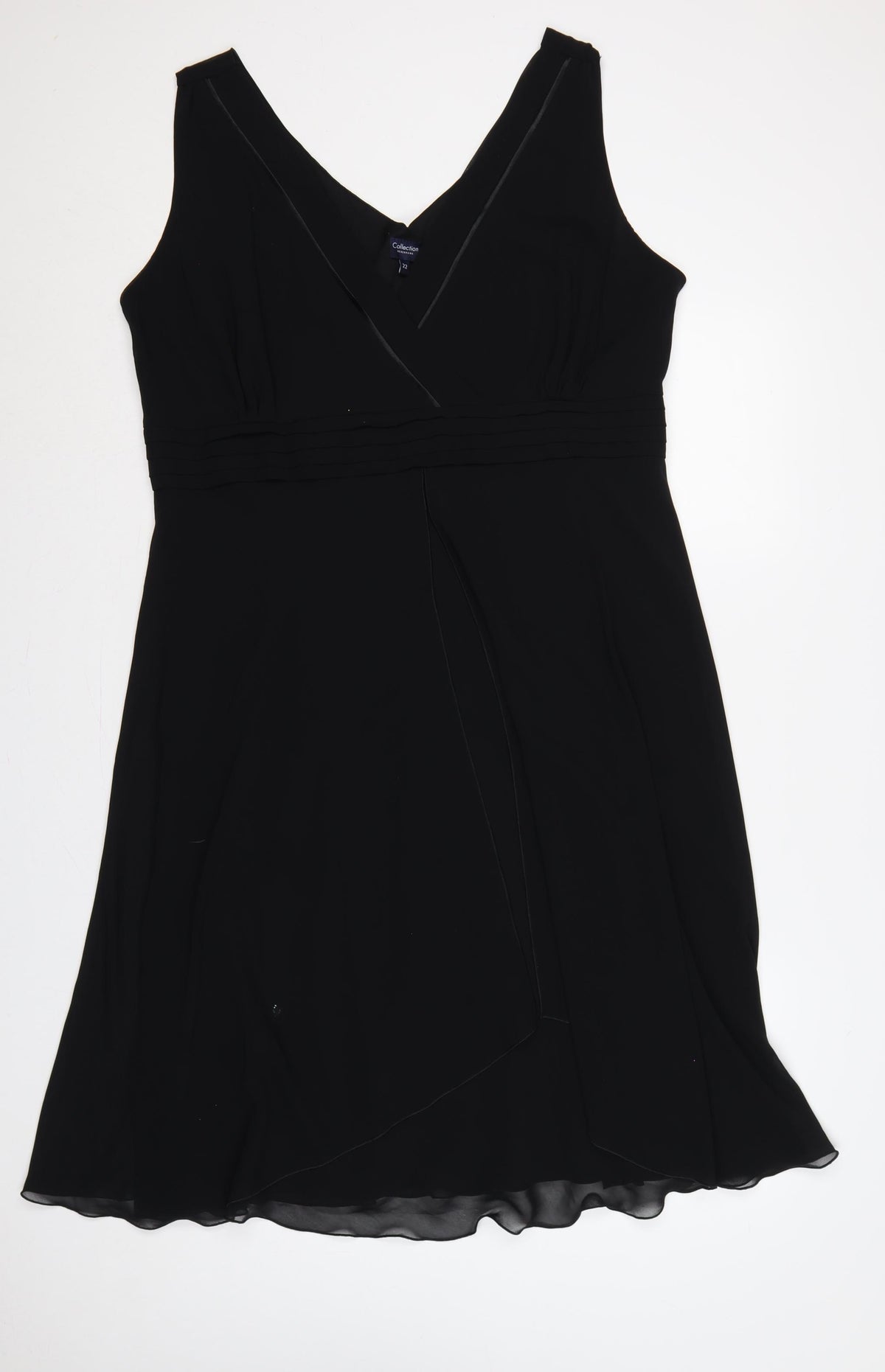 Collection Debenhams Women Black UK 22 Maxi A-Line V-Neck Chiffon Dress