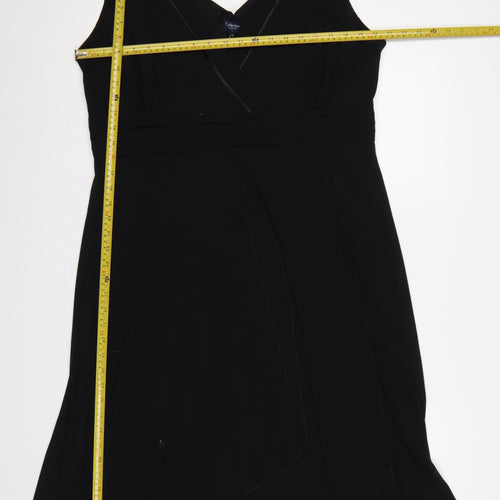 Collection Debenhams Women Black UK 22 Maxi A-Line V-Neck Chiffon Dress