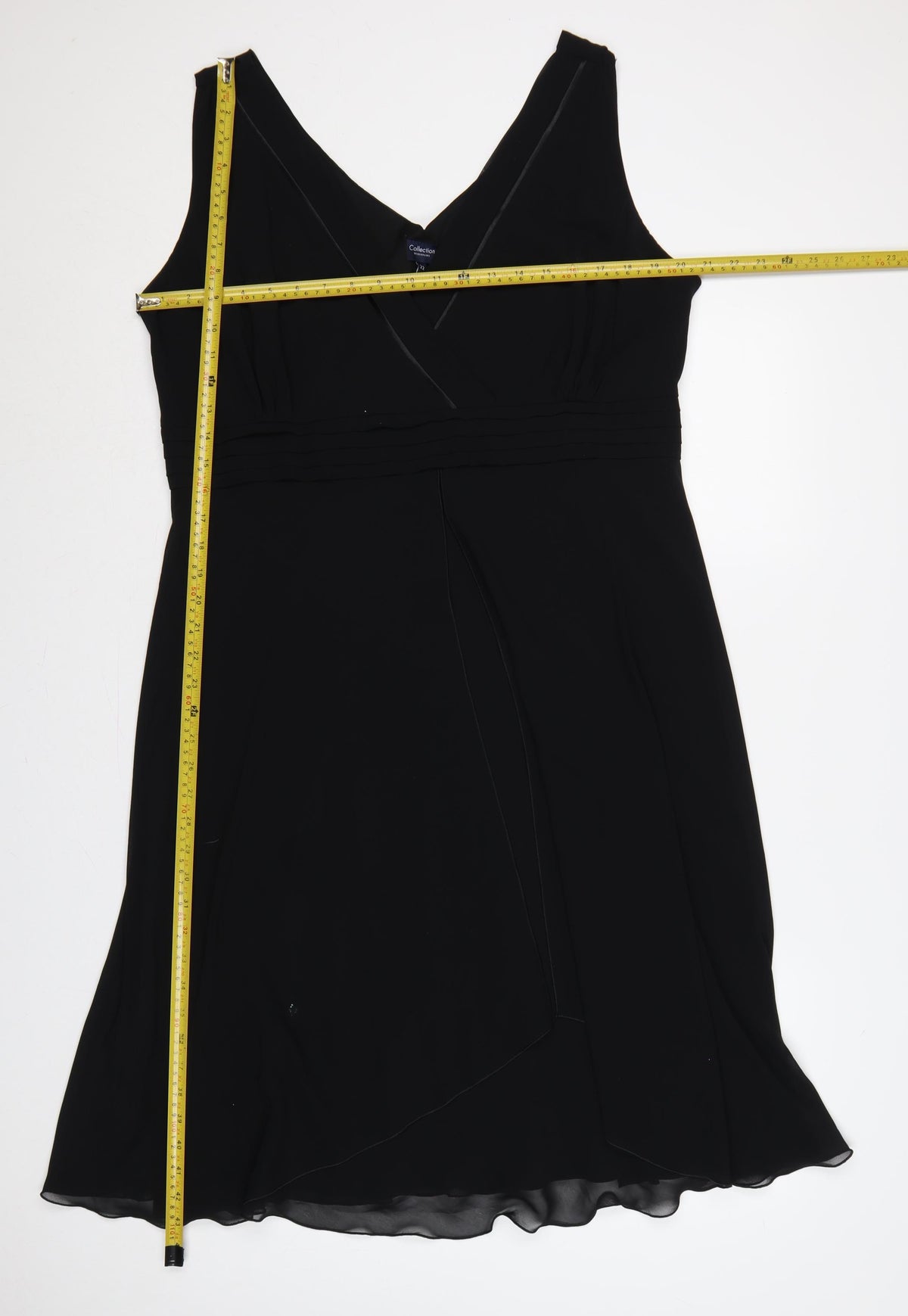 Collection Debenhams Women Black UK 22 Maxi A-Line V-Neck Chiffon Dress