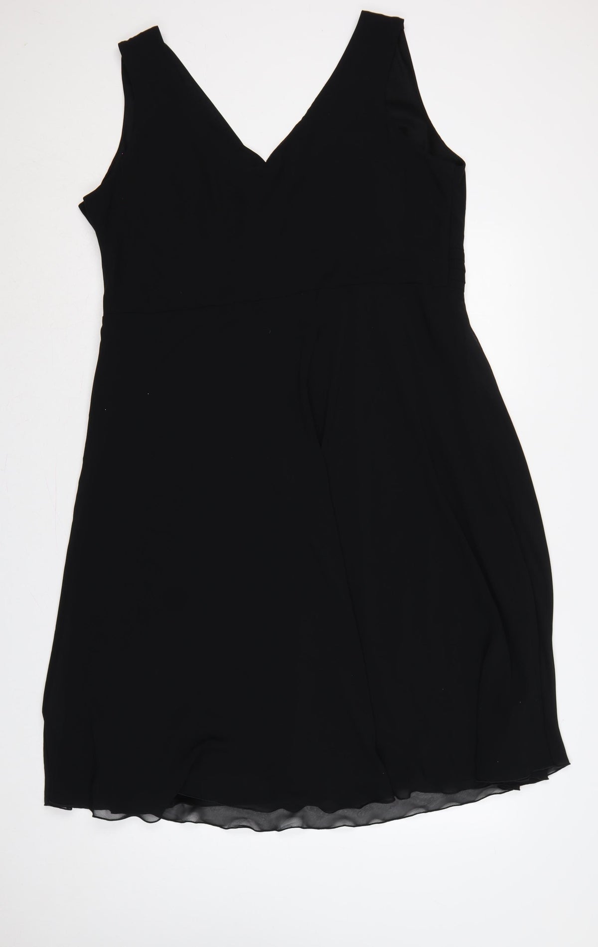 Collection Debenhams Women Black UK 22 Maxi A-Line V-Neck Chiffon Dress
