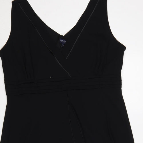 Collection Debenhams Women Black UK 22 Maxi A-Line V-Neck Chiffon Dress