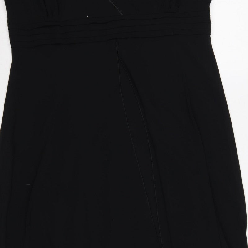 Collection Debenhams Women Black UK 22 Maxi A-Line V-Neck Chiffon Dress