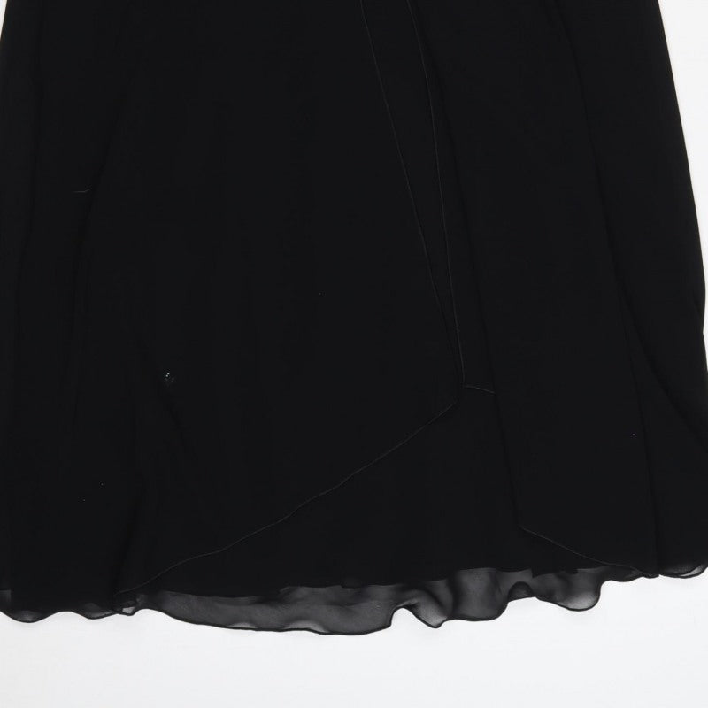 Collection Debenhams Women Black UK 22 Maxi A-Line V-Neck Chiffon Dress