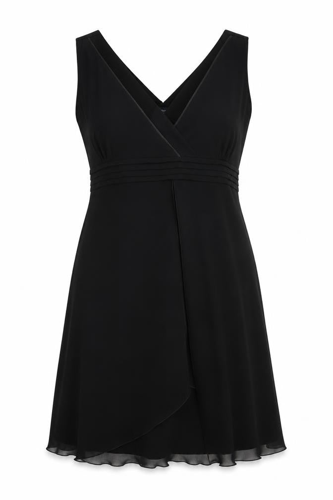 Collection Debenhams Women Black UK 22 Maxi A-Line V-Neck Chiffon Dress