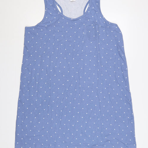 Cotton Traders Women Blue Polka Dot UK 14/16 Tank Shift Dress Cotton