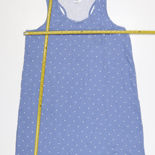 Cotton Traders Women Blue Polka Dot UK 14/16 Tank Shift Dress Cotton