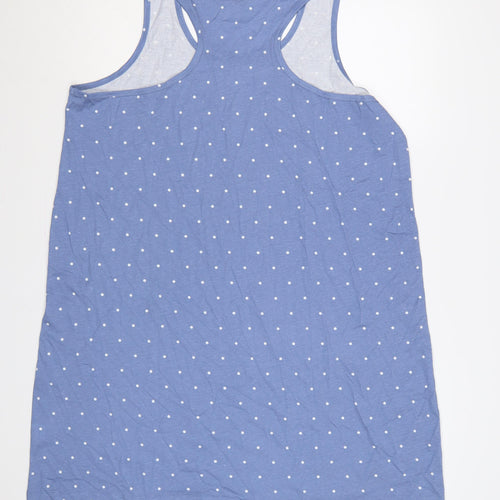 Cotton Traders Women Blue Polka Dot UK 14/16 Tank Shift Dress Cotton