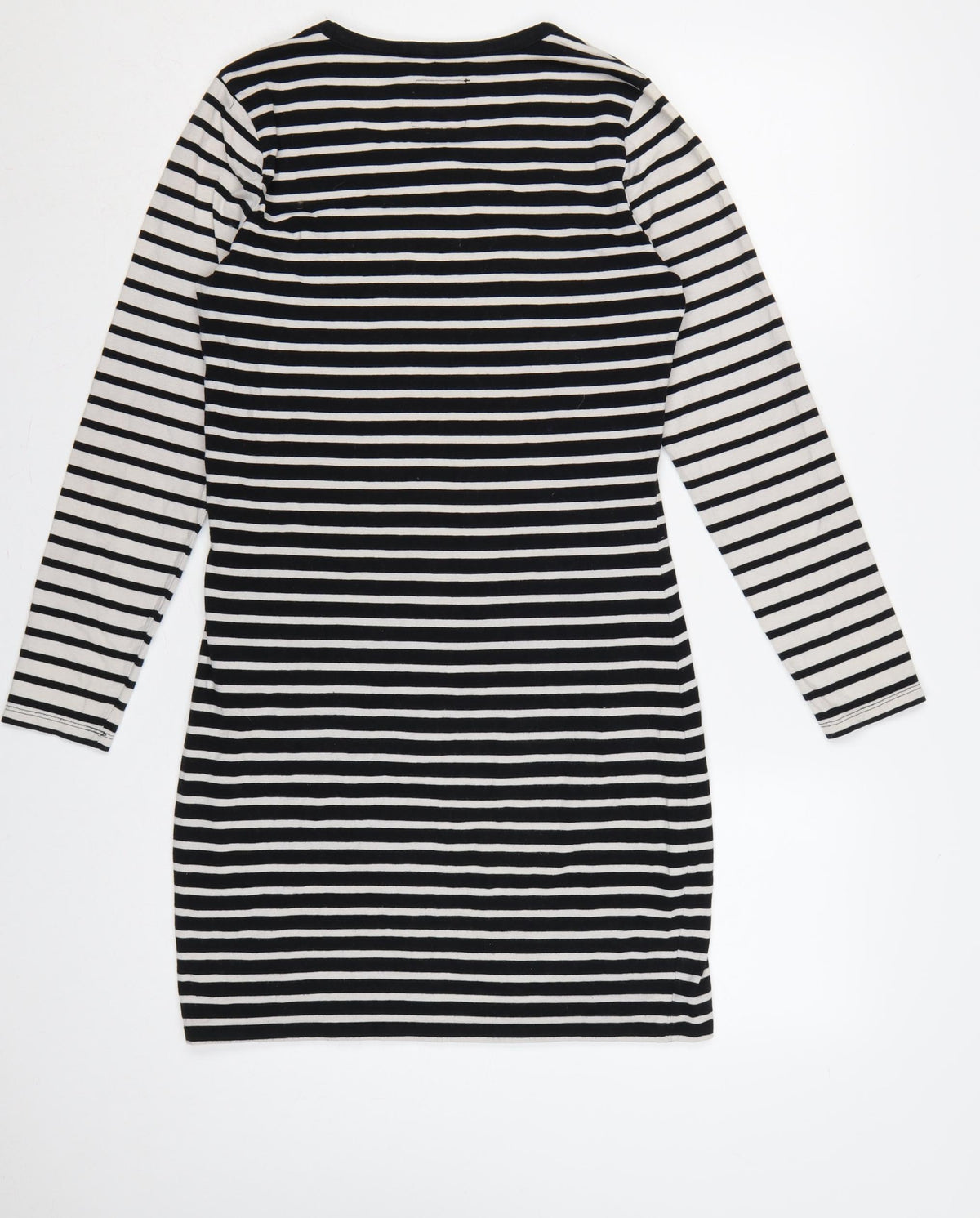 Superdry Women Black White Striped L Bodycon Jersey Knee Dress