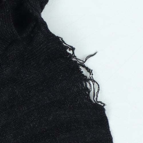 AllSaints Women Black M 100% Merino Wool V-Neck Ribbed Jumper