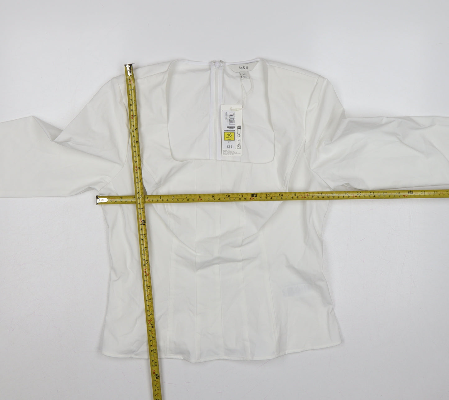 Marks and Spencer Women White UK 16 Ruffle Front Long Sleeve Blouse