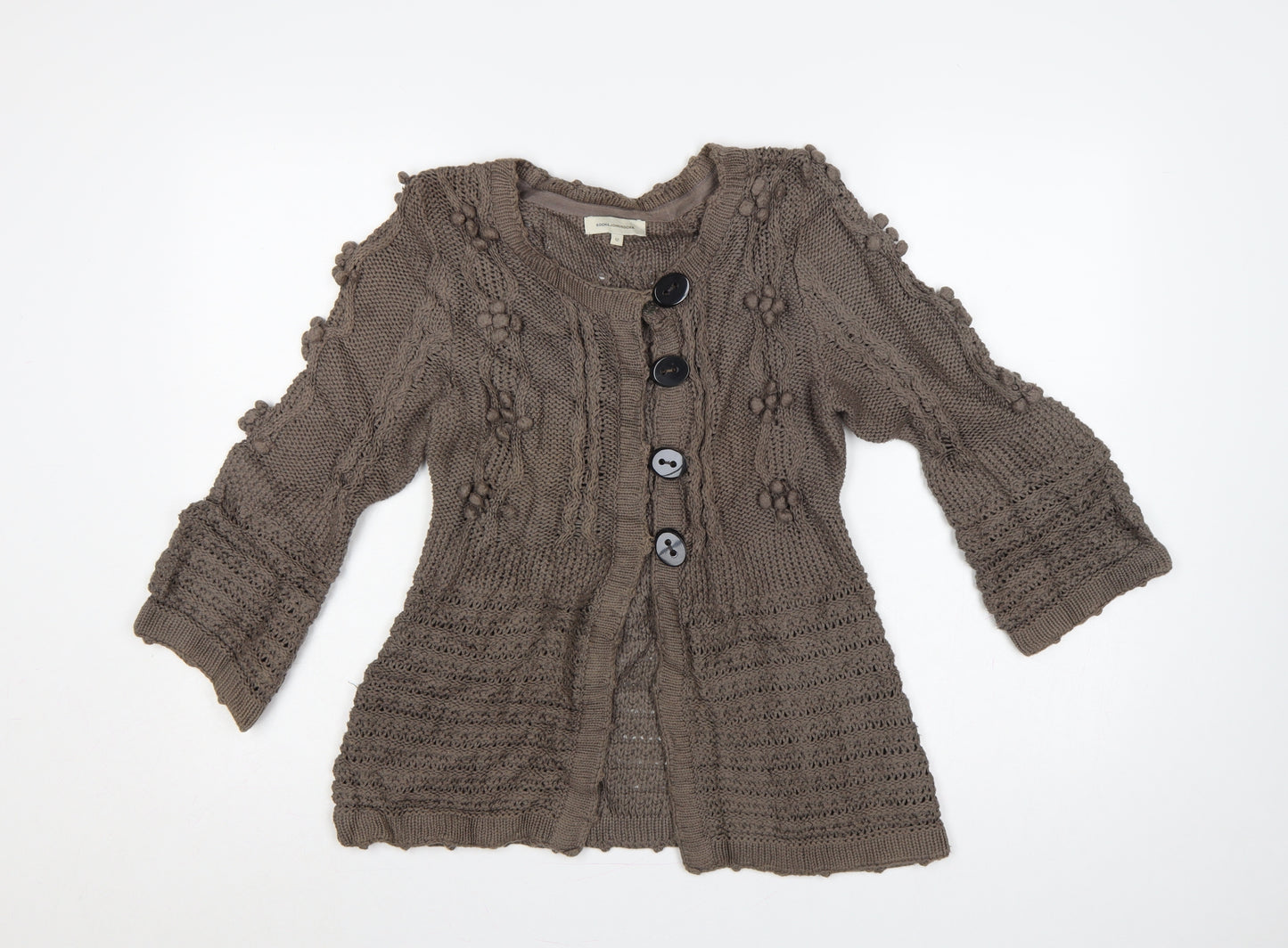 Rocha John Rocha Women’s Brown Size 12 Cable Knit Button Cardigan