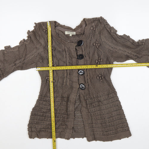Rocha John Rocha Women’s Brown Size 12 Cable Knit Button Cardigan
