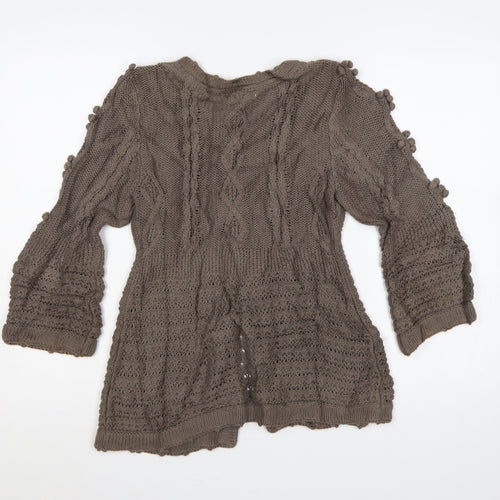 Rocha John Rocha Women’s Brown Size 12 Cable Knit Button Cardigan