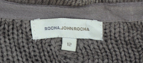Rocha John Rocha Women’s Brown Size 12 Cable Knit Button Cardigan