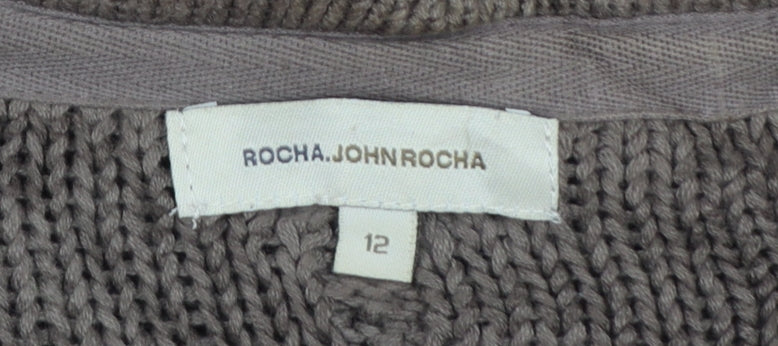 Rocha John Rocha Women’s Brown Size 12 Cable Knit Button Cardigan