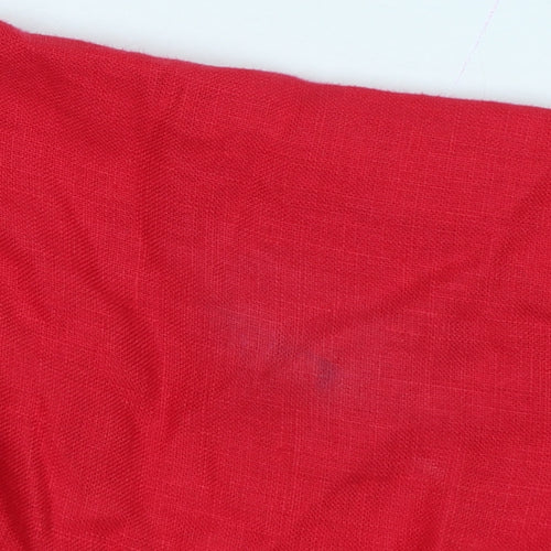 Alex & Co Women Red Linen Embroidered Open Kimono Blouse UK 16