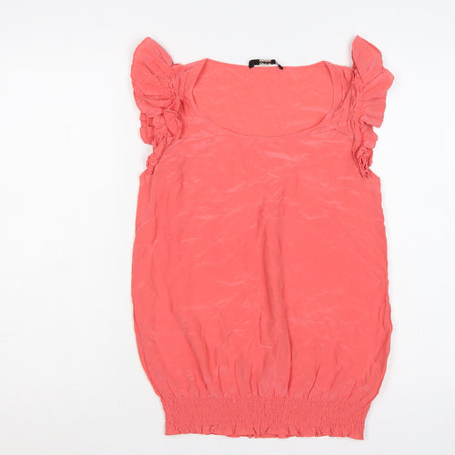 Oasis Women’s Pink Silk Ruffle Camisole Blouse UK 10