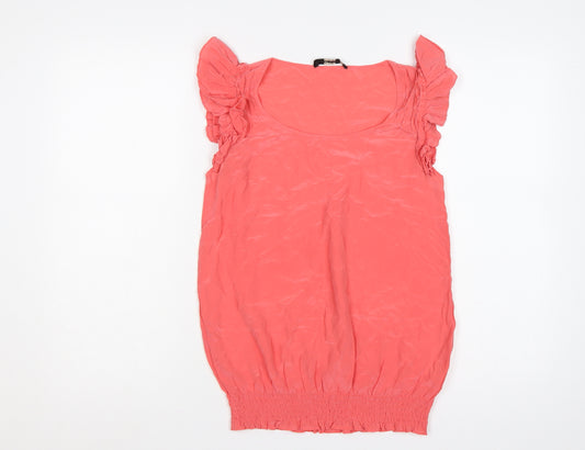 Oasis Women’s Pink Silk Ruffle Camisole Blouse UK 10