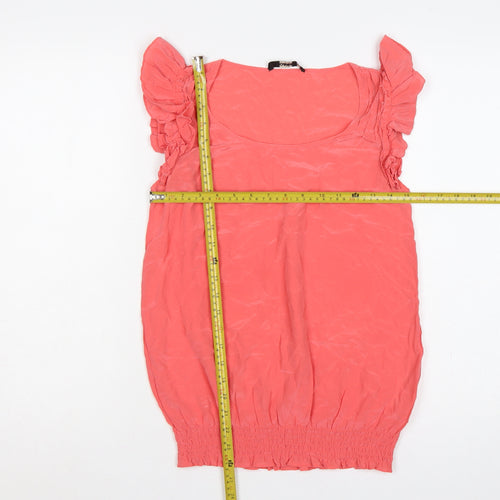 Oasis Women’s Pink Silk Ruffle Camisole Blouse UK 10