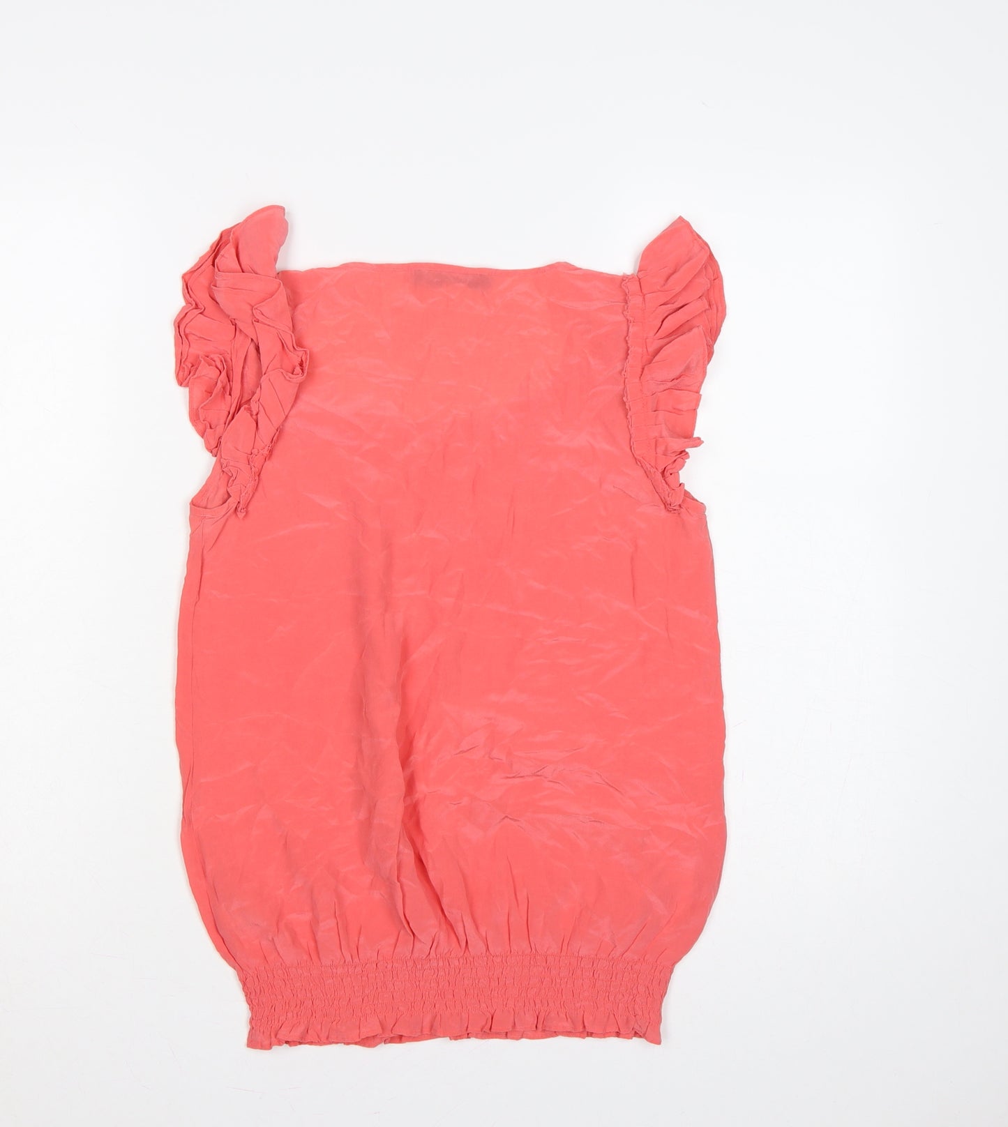 Oasis Women’s Pink Silk Ruffle Camisole Blouse UK 10