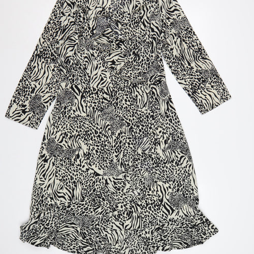Stella Morgan Women Multicoloured Animal Print Wrap Midi Dress UK 10