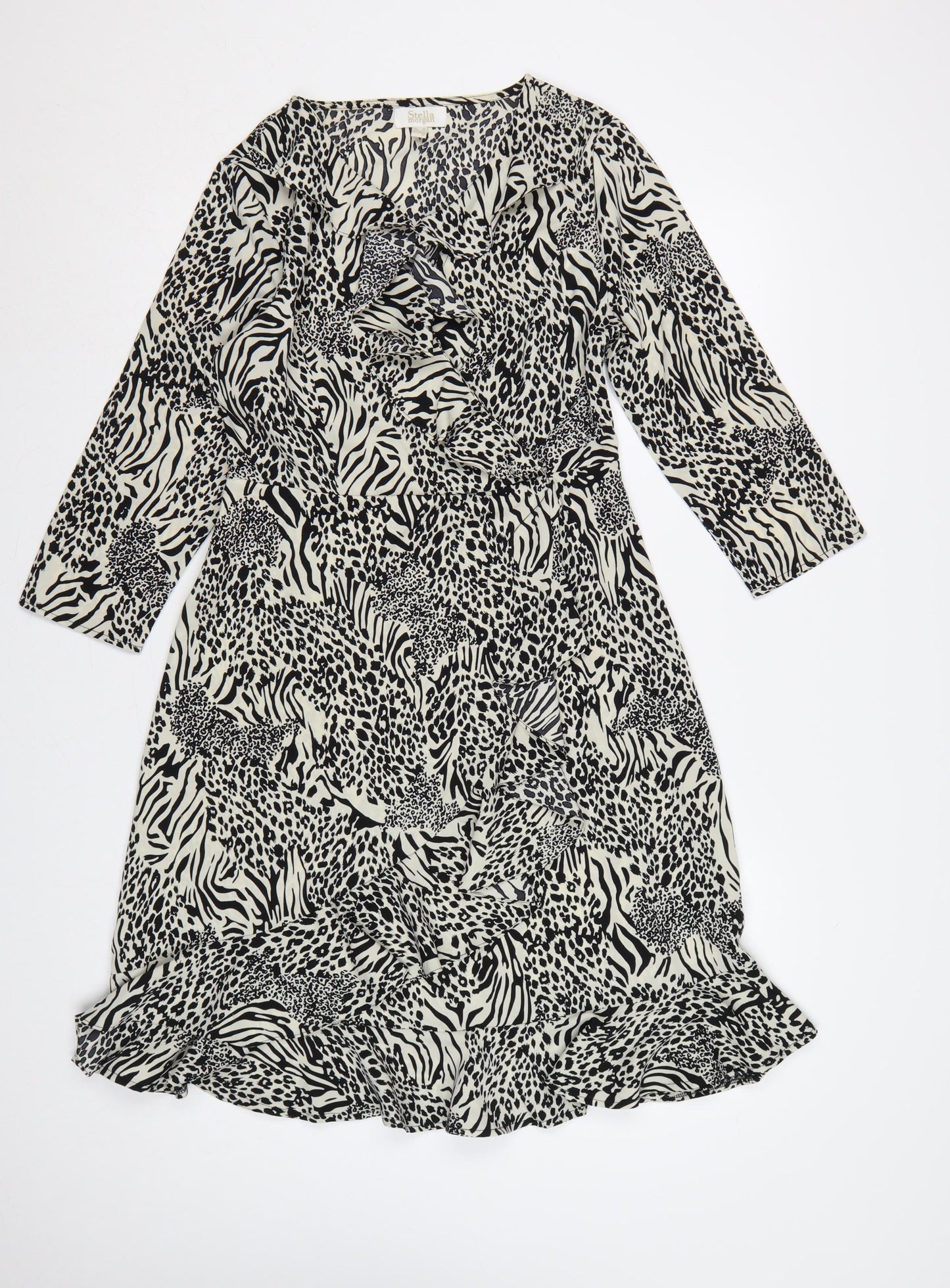 Stella Morgan Women Multicoloured Animal Print Wrap Midi Dress UK 10
