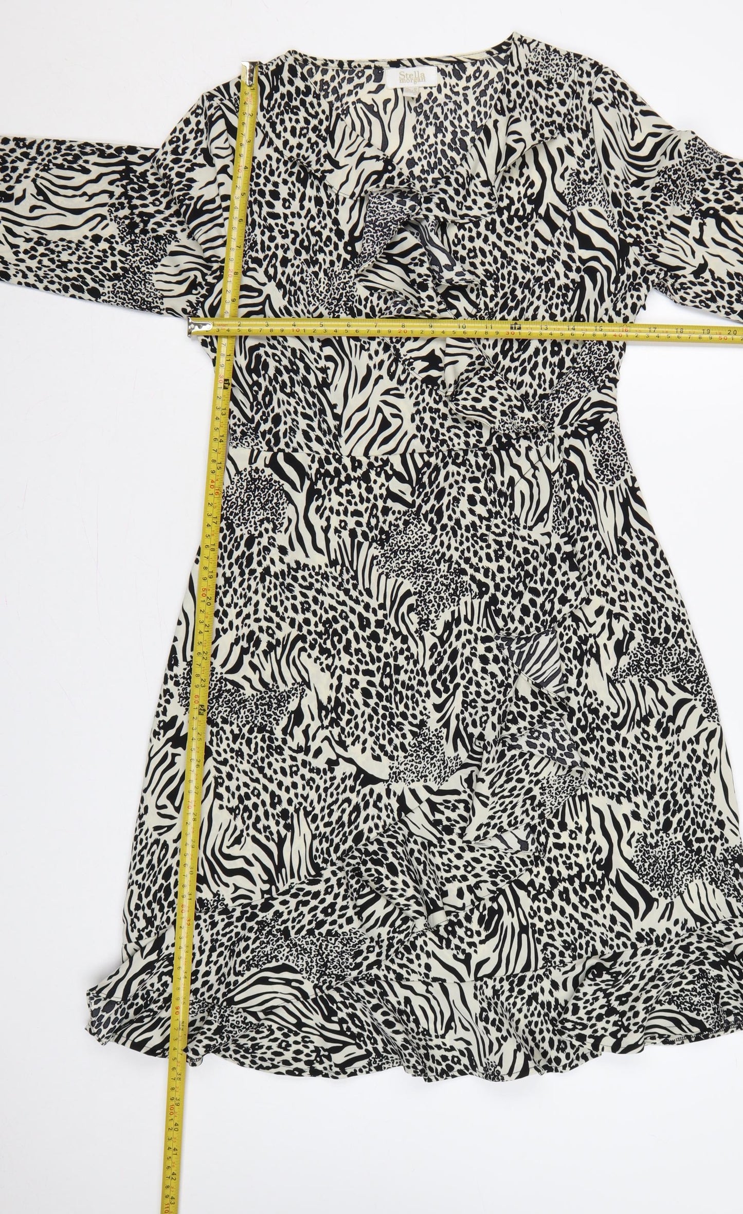 Stella Morgan Women Multicoloured Animal Print Wrap Midi Dress UK 10