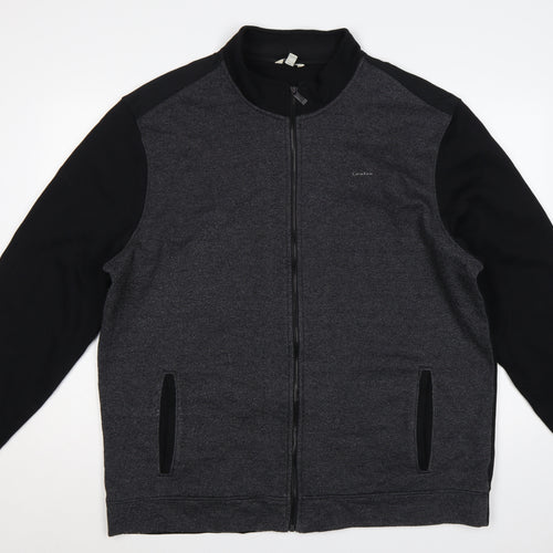 Calvin Klein Men Grey 2XL Full Zip High Neck Logo Sweatshirt